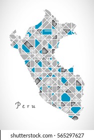 Peru Map crystal diamond style artwork illustration