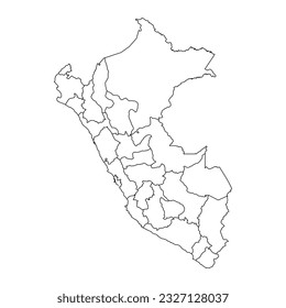 Peru map with departments. Vector Illustration.