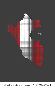 Peru map design flag square, black background.