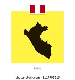 Peru map design with flag and yellow background vector