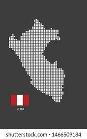 Peru map design white square, black background with flag Peru.
