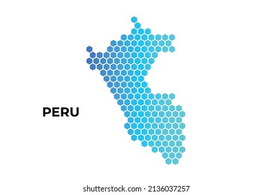 Mapa peruano de la forma hexagonal digital en ilustración del vector de fondo blanco