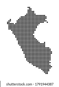 Peru map. Map of Peru in dotted style. Borders of the country filled with rectangles for your design. Vector illustration.