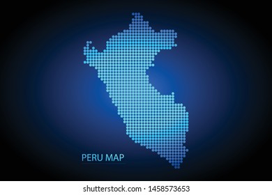 Peru map dotted style. Vector illustration isolated. Map of South America. Symbol for your web site design map logo, app, ui, Travel vector eps10, concept Illustration.