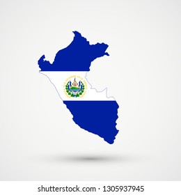 Peru map in El Salvador flag colors, editable vector.