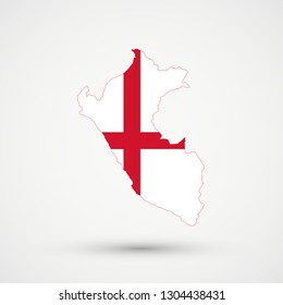 Peru map in England flag colors, editable vector.