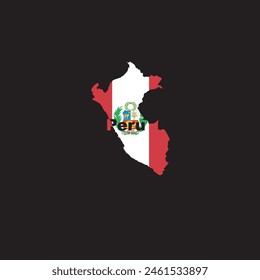 Peru map and flag colors design on white background