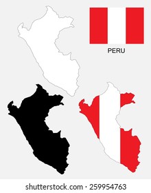 Peru map and flag vector, Peru map, Peru flag