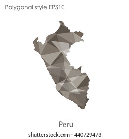 Peru map in geometric polygonal style. Abstract gems triangle,modern design background. Vector illustration EPS10