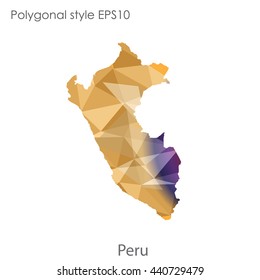 Peru map in geometric polygonal style. Abstract gems triangle,modern design background. Vector illustration EPS10