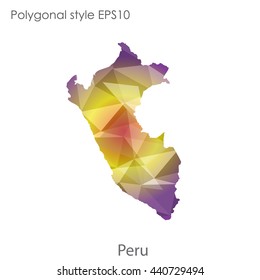 Peru map in geometric polygonal style. Abstract gems triangle,modern design background. Vector illustration EPS10