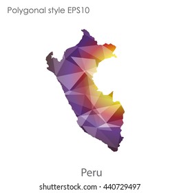 Peru map in geometric polygonal style. Abstract gems triangle,modern design background. Vector illustration EPS10