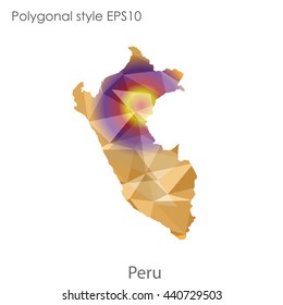 Peru map in geometric polygonal style. Abstract gems triangle,modern design background. Vector illustration EPS10