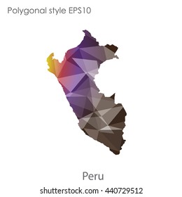 Peru map in geometric polygonal style. Abstract gems triangle,modern design background. Vector illustration EPS10
