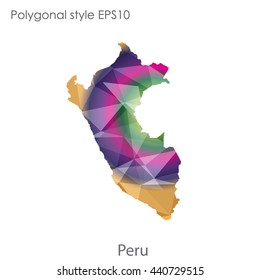 Peru map in geometric polygonal style. Abstract gems triangle,modern design background. Vector illustration EPS10