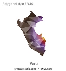 Peru map in geometric polygonal style. Abstract gems triangle,modern design background. Vector illustration EPS10