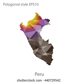 Peru map in geometric polygonal style. Abstract gems triangle,modern design background. Vector illustration EPS10