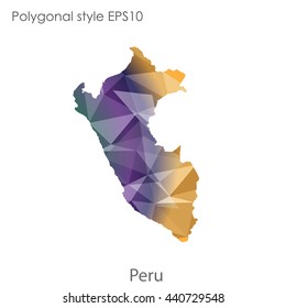 Peru map in geometric polygonal style. Abstract gems triangle,modern design background. Vector illustration EPS10