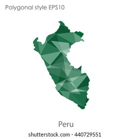 Peru map in geometric polygonal style. Abstract gems triangle,modern design background. Vector illustration EPS10