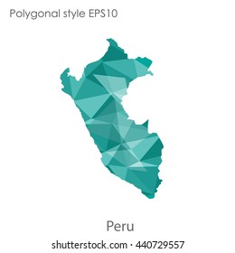 Peru map in geometric polygonal style. Abstract gems triangle,modern design background. Vector illustration EPS10