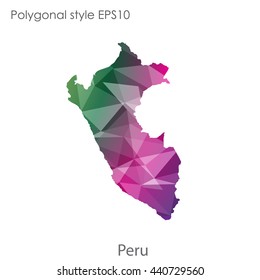 Peru map in geometric polygonal style. Abstract gems triangle,modern design background. Vector illustration EPS10