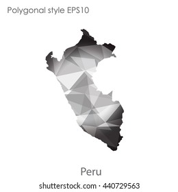 Peru map in geometric polygonal style. Abstract gems triangle,modern design background. Vector illustration EPS10