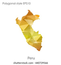 Peru map in geometric polygonal style. Abstract gems triangle,modern design background. Vector illustration EPS10