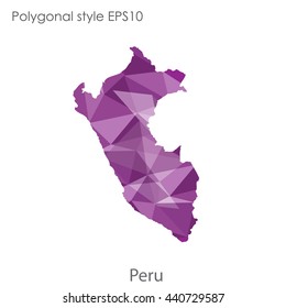 Peru map in geometric polygonal style. Abstract gems triangle,modern design background. Vector illustration EPS10