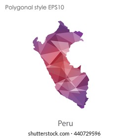 Peru map in geometric polygonal style. Abstract gems triangle,modern design background. Vector illustration EPS10