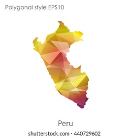 Peru map in geometric polygonal style. Abstract gems triangle,modern design background. Vector illustration EPS10