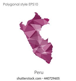 Peru map in geometric polygonal style. Abstract gems triangle,modern design background. Vector illustration EPS10