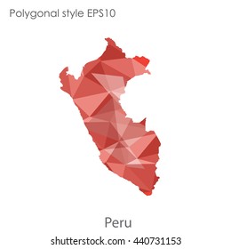 Peru map in geometric polygonal style. Abstract gems triangle,modern design background. Vector illustration EPS10