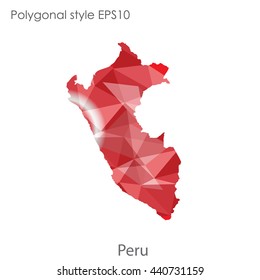 Peru map in geometric polygonal style. Abstract gems triangle,modern design background. Vector illustration EPS10