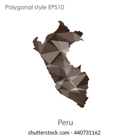 Peru map in geometric polygonal style. Abstract gems triangle,modern design background. Vector illustration EPS10