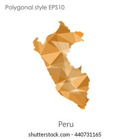 Peru map in geometric polygonal style. Abstract gems triangle,modern design background. Vector illustration EPS10