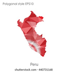 Peru map in geometric polygonal style. Abstract gems triangle,modern design background. Vector illustration EPS10