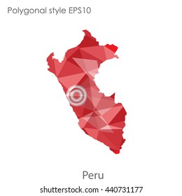 Peru map in geometric polygonal style. Abstract gems triangle,modern design background. Vector illustration EPS10