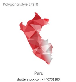 Peru map in geometric polygonal style. Abstract gems triangle,modern design background. Vector illustration EPS10