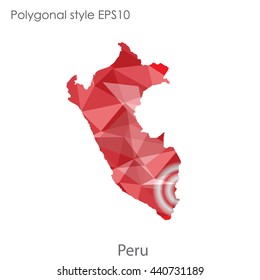 Peru map in geometric polygonal style. Abstract gems triangle,modern design background. Vector illustration EPS10