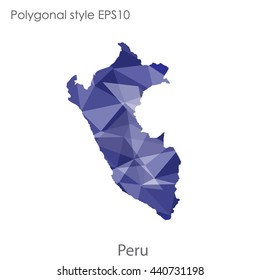 Peru map in geometric polygonal style. Abstract gems triangle,modern design background. Vector illustration EPS10