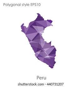 Peru map in geometric polygonal style. Abstract gems triangle,modern design background. Vector illustration EPS10