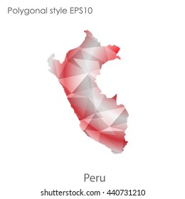 Peru map in geometric polygonal style. Abstract gems triangle,modern design background. Vector illustration EPS10