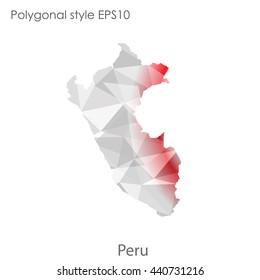 Peru map in geometric polygonal style. Abstract gems triangle,modern design background. Vector illustration EPS10