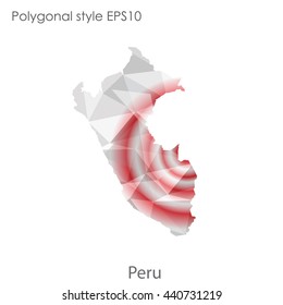 Peru map in geometric polygonal style. Abstract gems triangle,modern design background. Vector illustration EPS10