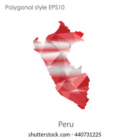 Peru map in geometric polygonal style. Abstract gems triangle,modern design background. Vector illustration EPS10