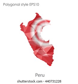 Peru map in geometric polygonal style. Abstract gems triangle,modern design background. Vector illustration EPS10