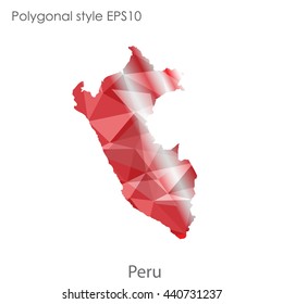 Peru map in geometric polygonal style. Abstract gems triangle,modern design background. Vector illustration EPS10