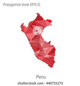 Peru map in geometric polygonal style. Abstract gems triangle,modern design background. Vector illustration EPS10