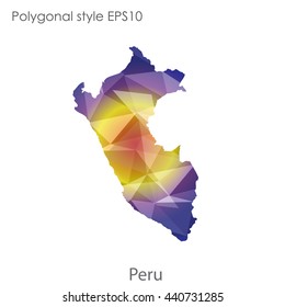 Peru map in geometric polygonal style. Abstract gems triangle,modern design background. Vector illustration EPS10