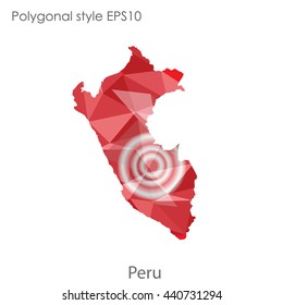 Peru map in geometric polygonal style. Abstract gems triangle,modern design background. Vector illustration EPS10